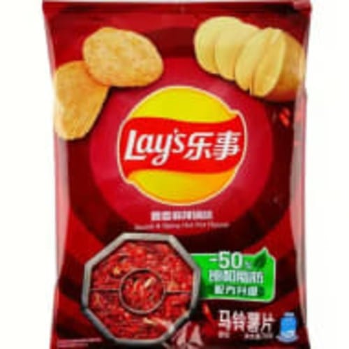 Lays Spicy Hot Pot Potato Chips.