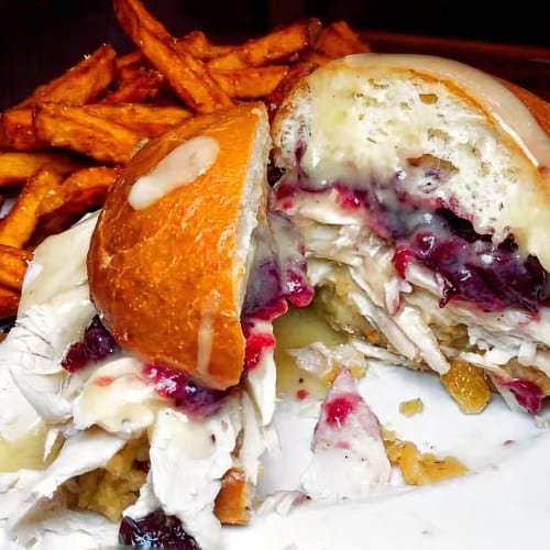 Thanksgiving on a Roll Sandwich.