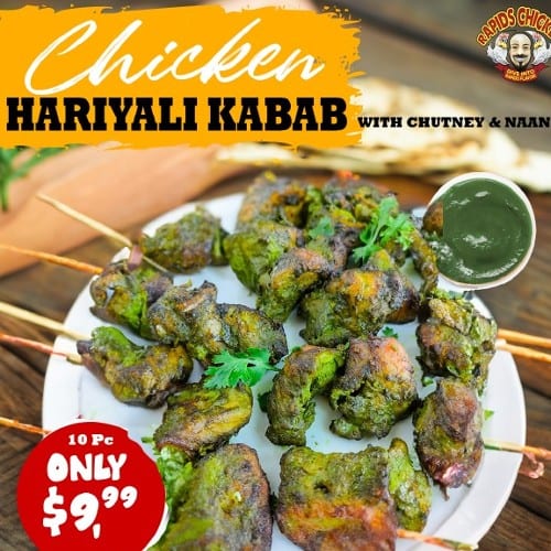 Green Chilli Chicken Kebab.