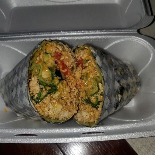 Teriyaki Salmon Wrap.