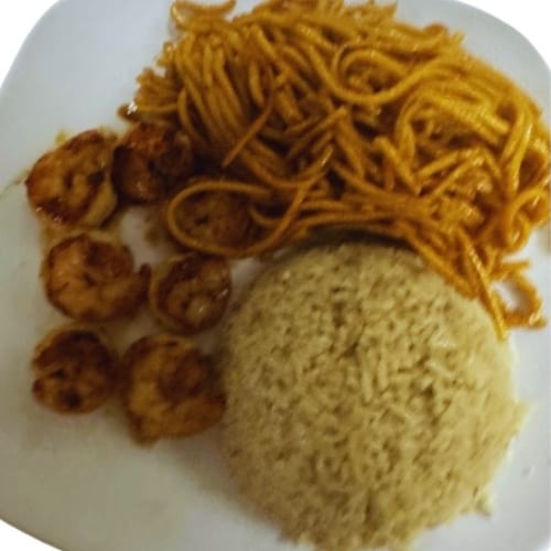 Kids Hibachi Shrimp with Noodles.