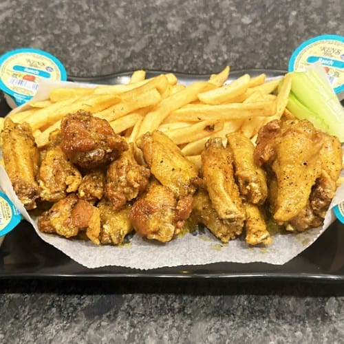 15 Pc Wings & Fries (Or Fried Rice).