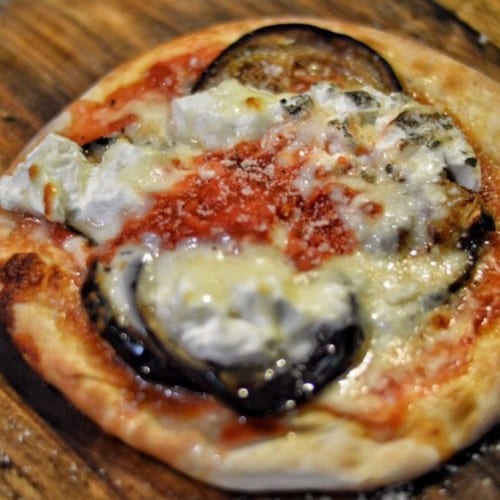 Eggplant Parmigiana Pizza.