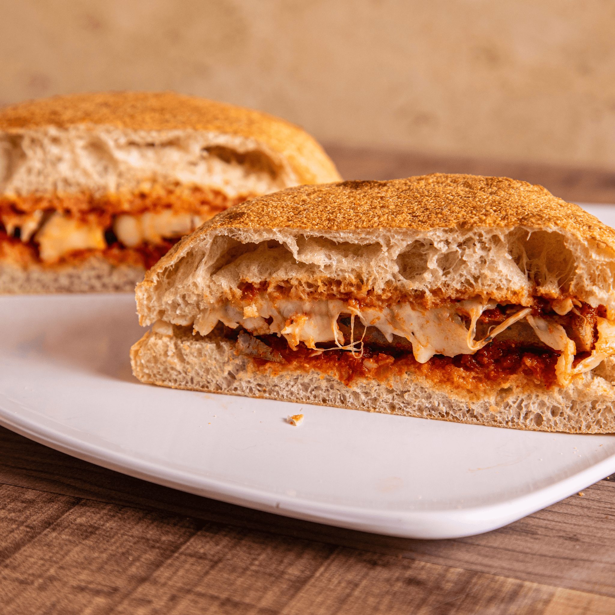 Sausage Parmigiana Sandwich.