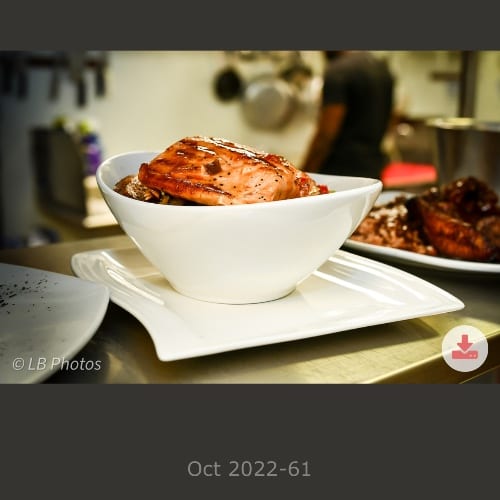 Jerk Salmon with Rasta Pasta, Cabbage and plantains.