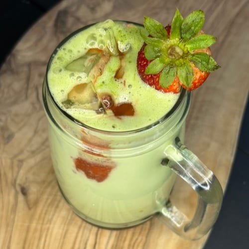 Strawberry Shaken Matcha Latte.