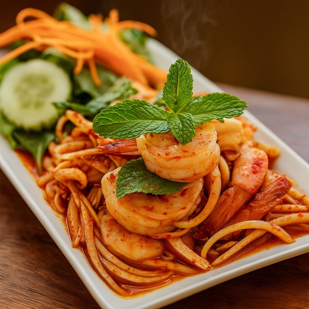 Pla koong spicy shrimp salad.
