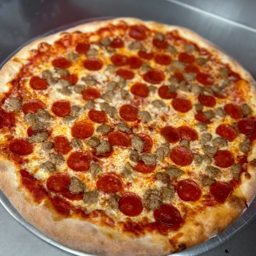 Pepperoni Sausage Pizza.