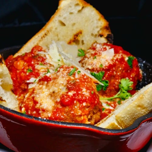 Polpettine & Garlic Crostini.