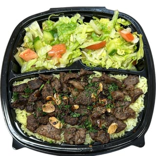 Halal Grilled Lamb on Rice & Salad with Soda