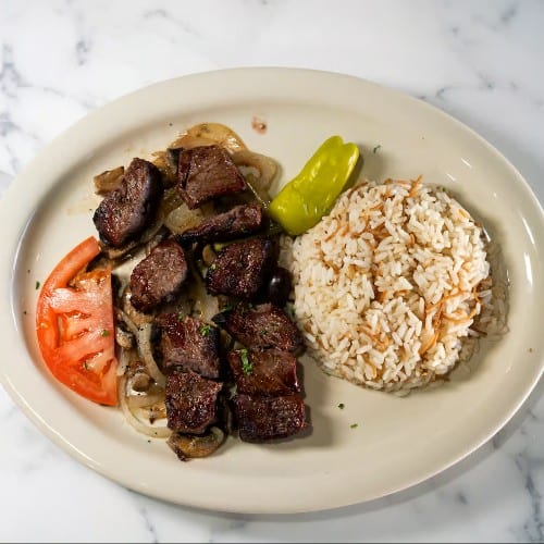 Beef Kabob Plate Lunch.