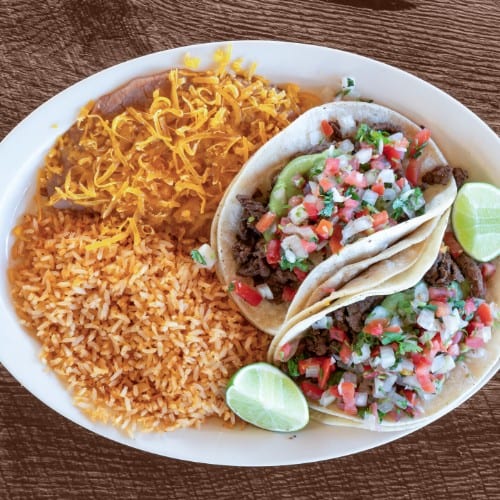 Two Carne Asada Tacos.