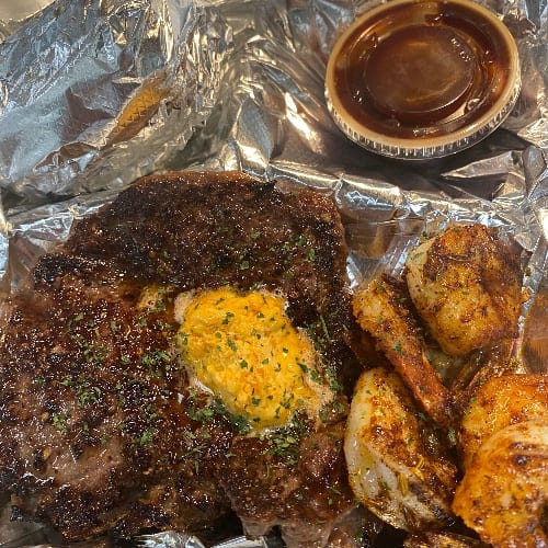 Cowboy Steak & Shrimp.