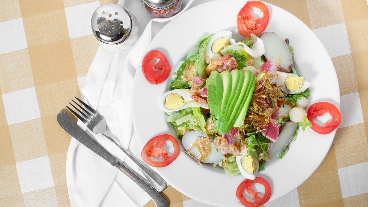 Seafood Nicoise Salad.