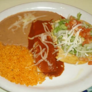 H. One Guacamole Tostada and 1 Beef Enchilada Combo Plate