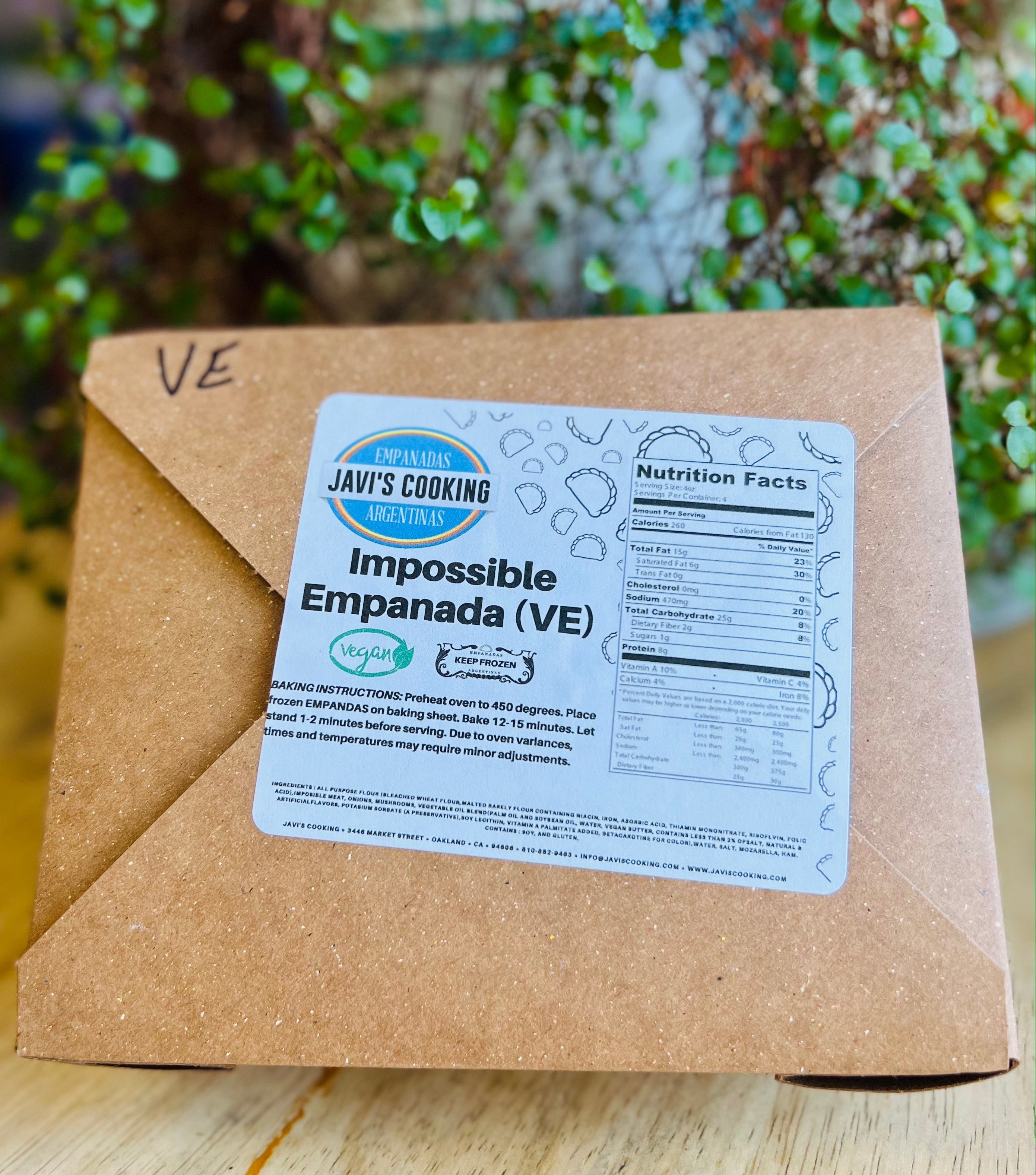 Vegana (VE) "Impossible Meat" (4 Pack) Frozen Empanadas.