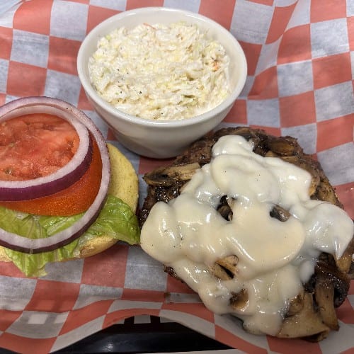 Mushroom & Swiss Burger.
