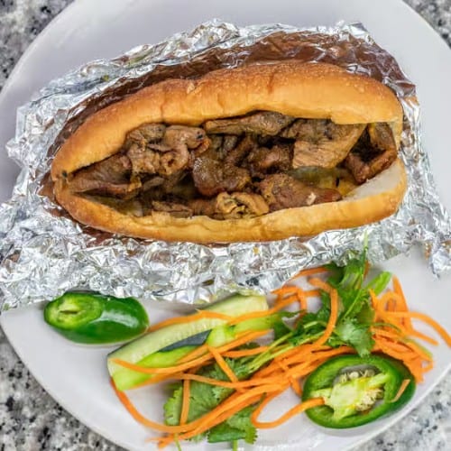Vietnamese Sandwich with Grilled Meat.