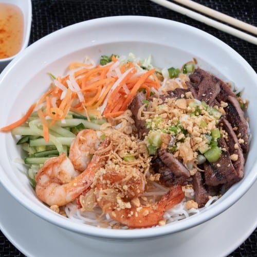 V7. Char-Grilled Marinated Pork & Shrimp over Vermicelli.