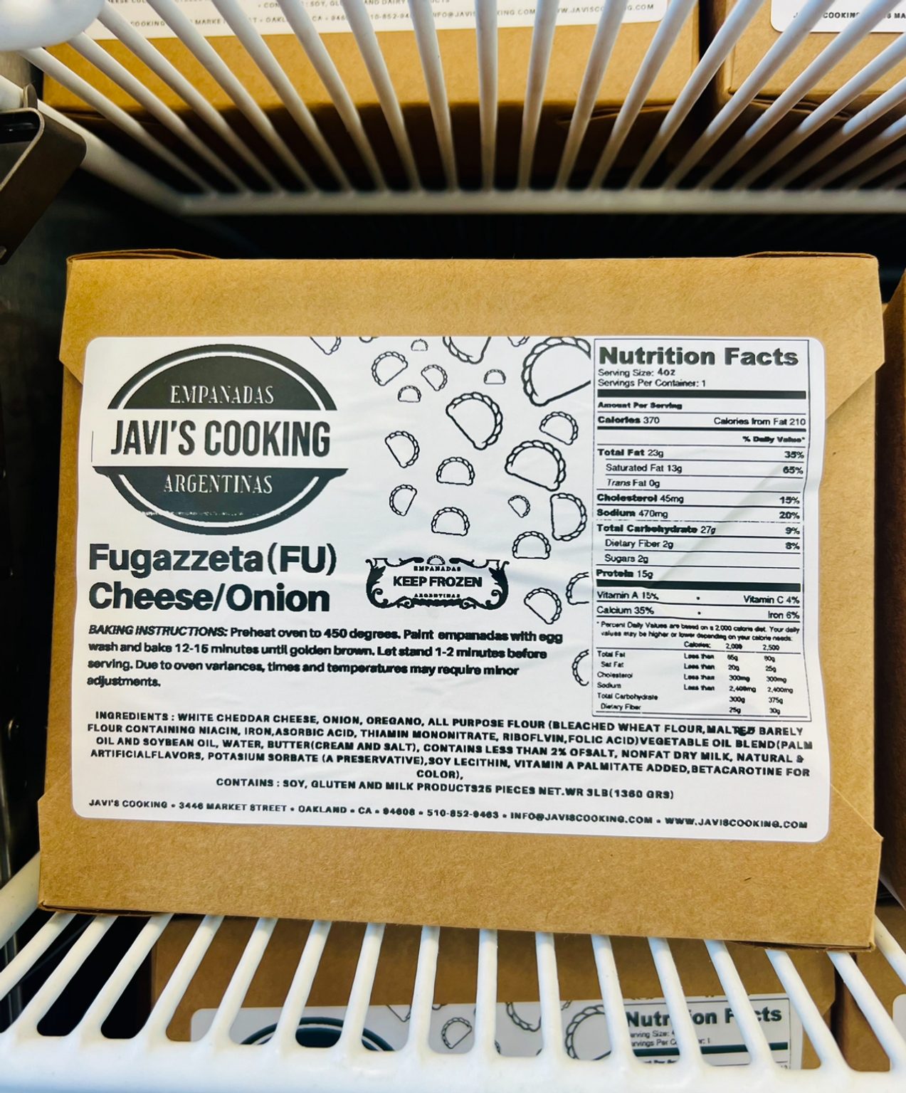 Fugazetta-FU (4 Pack) Frozen Empanadas.