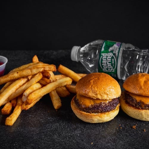 2 MINI CHEESEBURGERS.