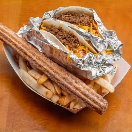 Kid's 2 Beef and Cheese Tacos Meal.