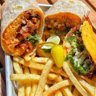 Burrito, Taco and Fries
