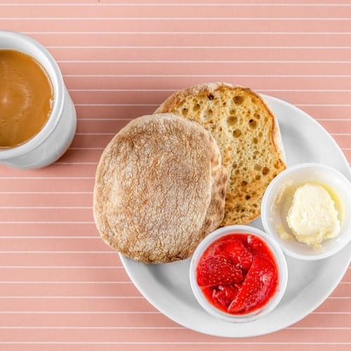 English Muffin &  Strawberry Jam.