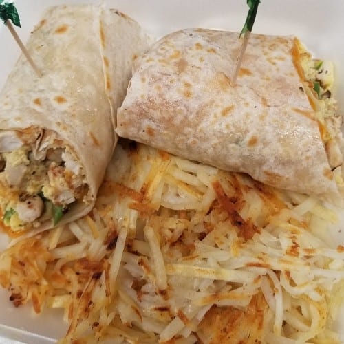 Breakfast Burrito W/ HashBrowns.