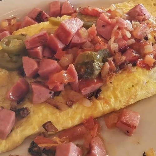 2 Eggs with Smoked Sausage.