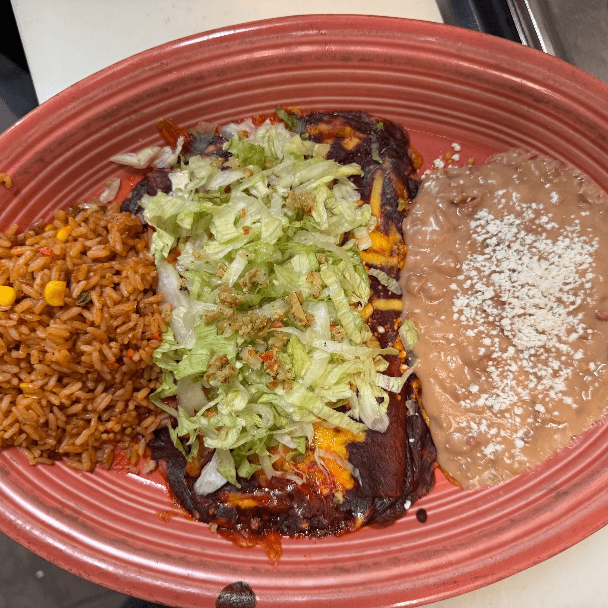 Two Cheese Enchiladas Plate.