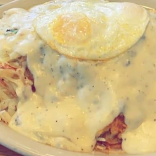 Mikes Loaded Hash Browns.