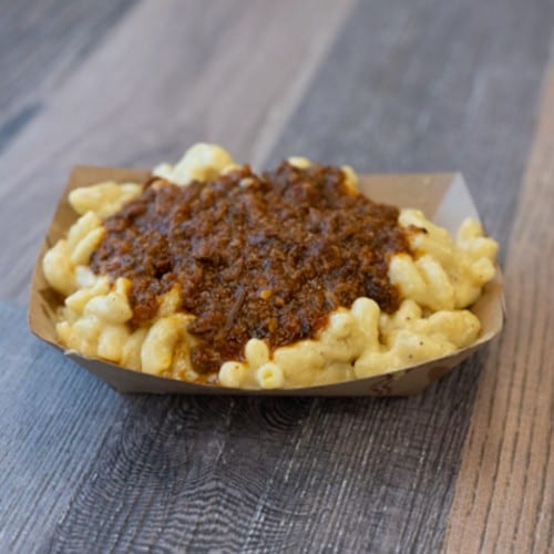 Brisket Chili 3-Cheese Mac.