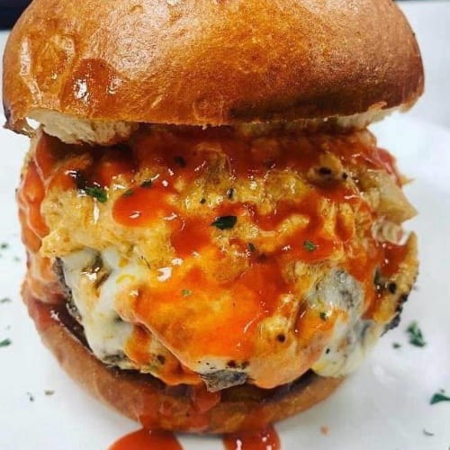 The Buffalo Mac Daddy Stuffed Burger.