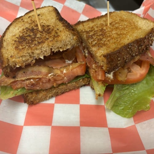Bacon, Lettuce, Tomato, Mayo Sandwich.