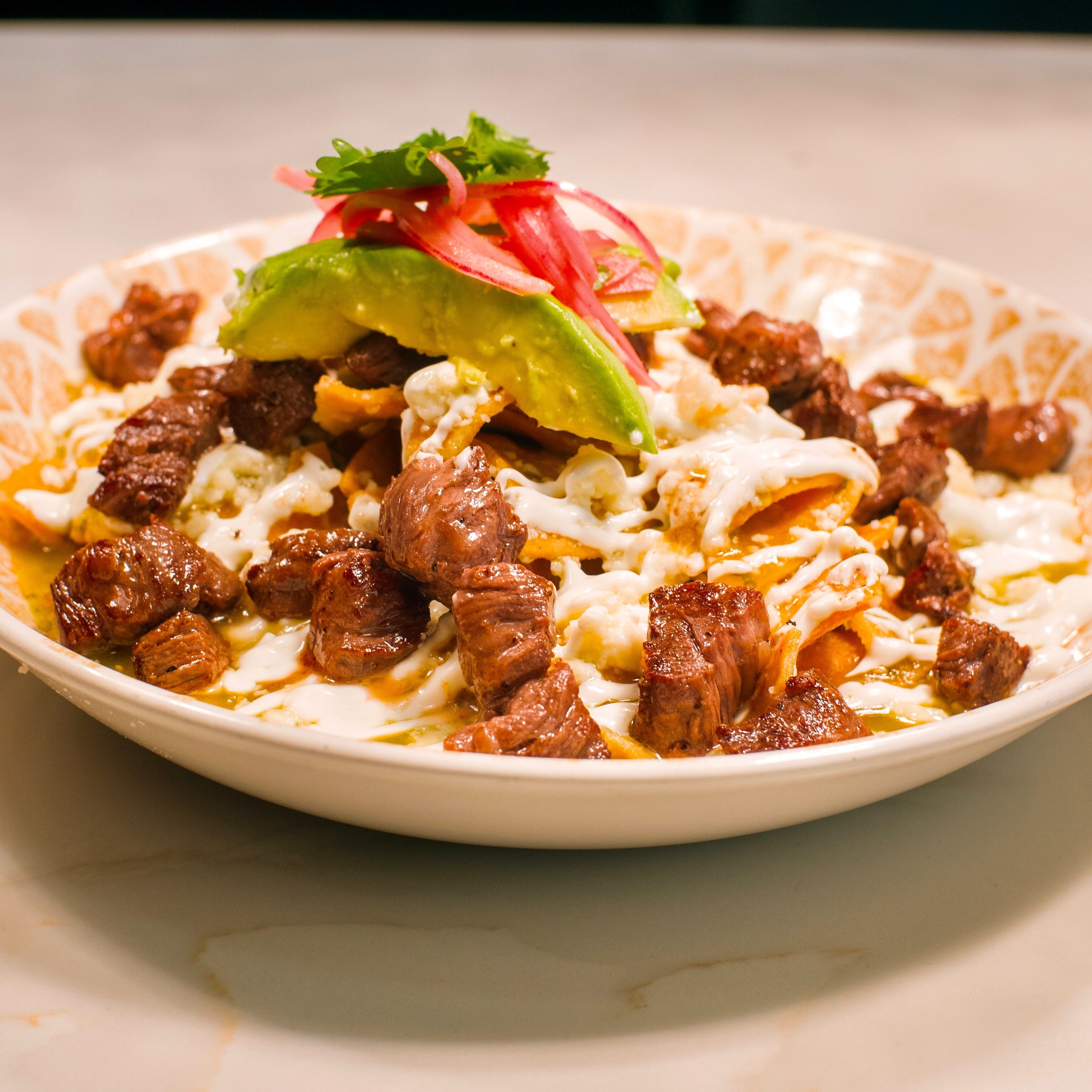 Carne asada chilaquiles.