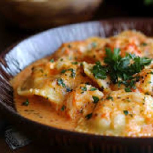 Homemade Lobster Ravioli.