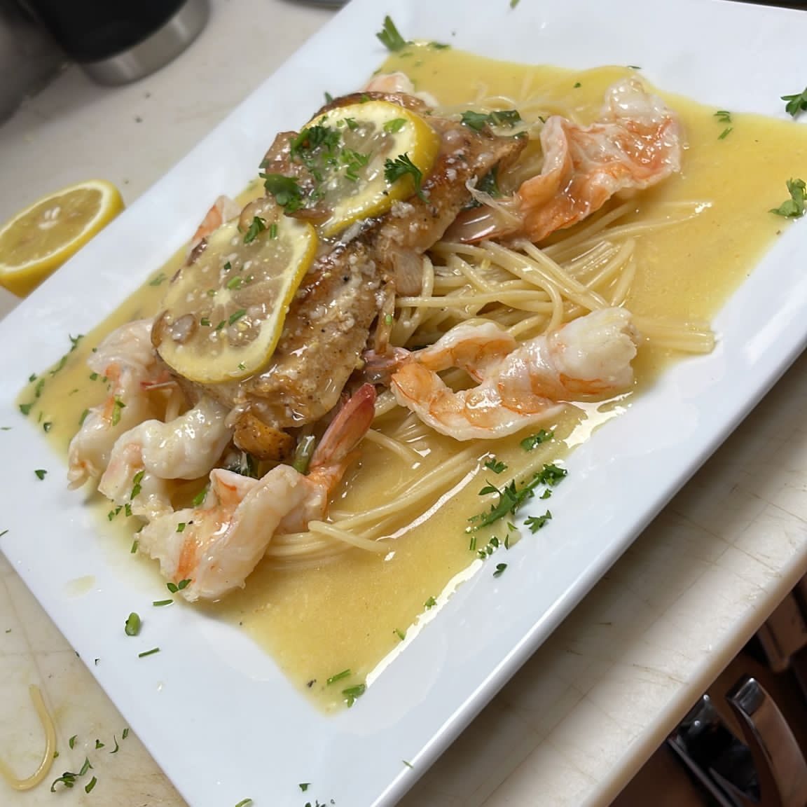 Shrimp Scampi Dish.