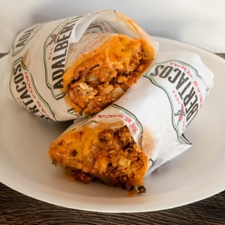 Eggs, Chorizo, Potato & Cheese Breakfast Burrito