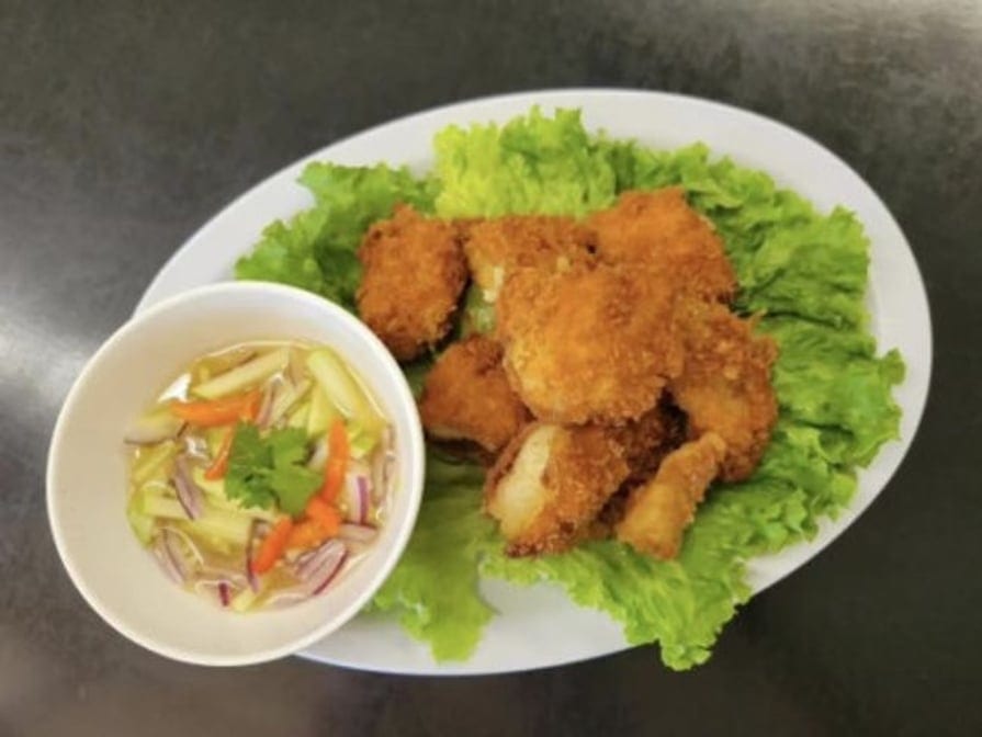 Fried Fish / Green Apple.