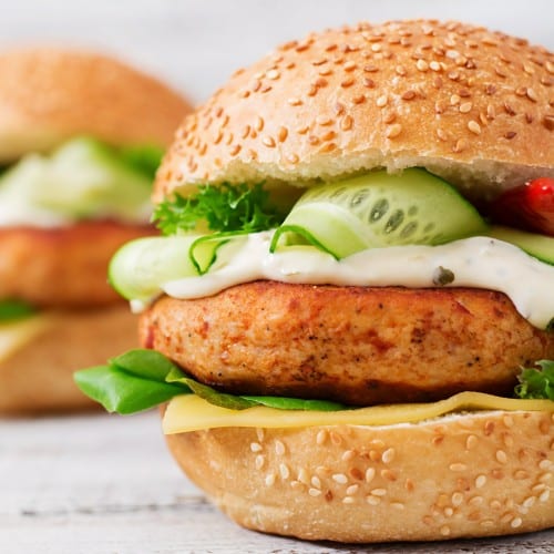 Cheeseburger Sandwich with Fries.