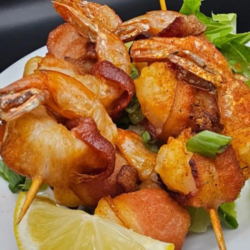 Bacon Wrapped Shrimp.