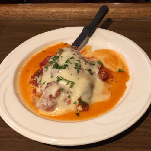 Chicken Parmesan plate.