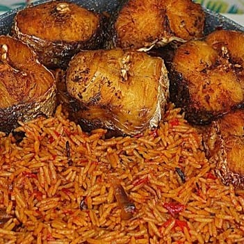 Ghana Jollof Rice with Fish.