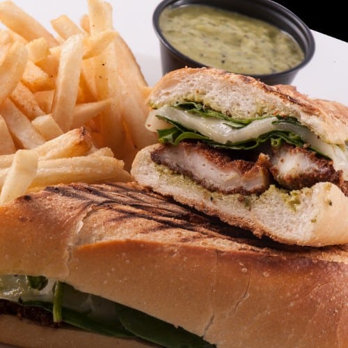 Creamy Pesto Chicken Sandwich.