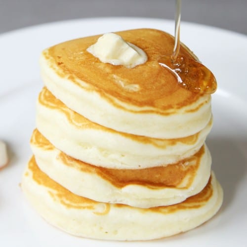 Kid's Three Mini Pancakes with One Sausage Breakfast.