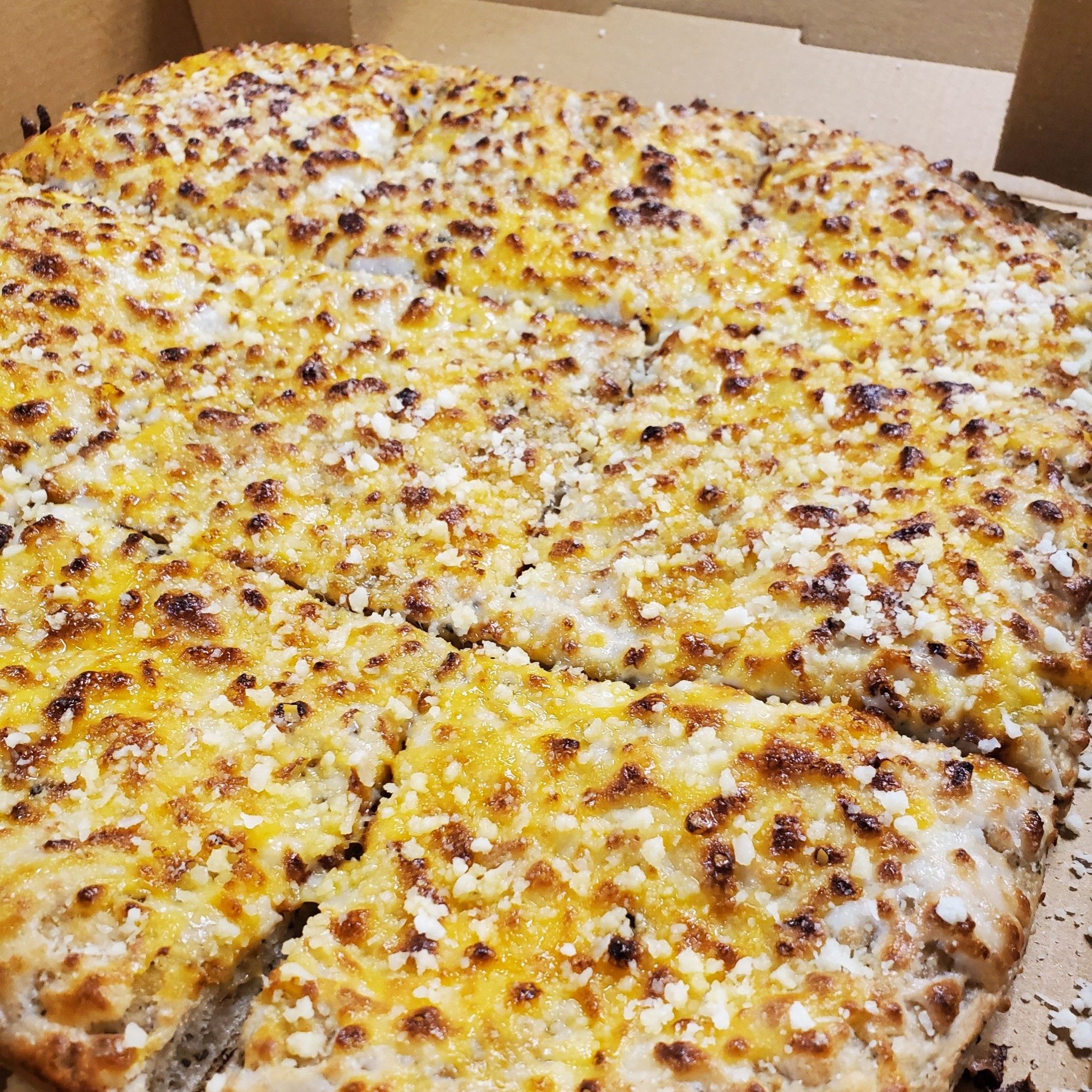Detroit Style 3 Cheese Bread Pizza.