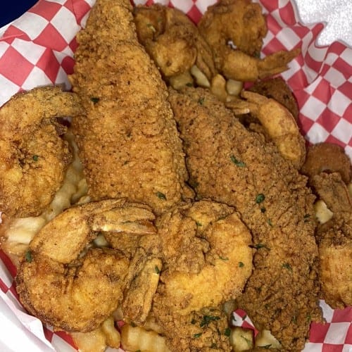 Fried Lobster, Fish and Shrimp.