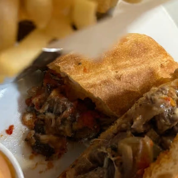 Steak sandwich.