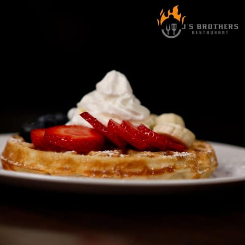 1 Waffle with 3 Toppings.